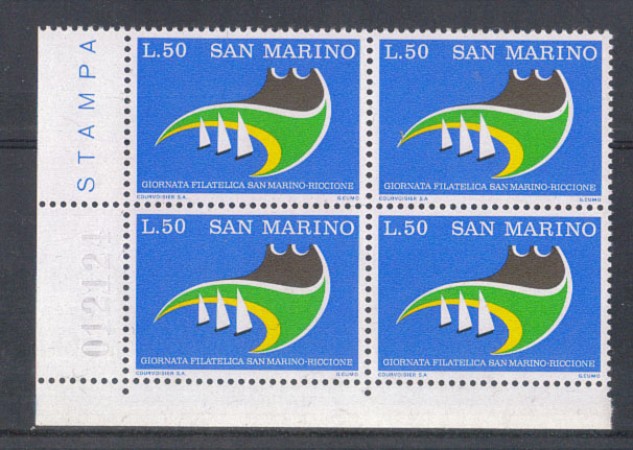 1974 - LOTTO/7951Z - SAN MARINO - GIORNATA FILATELICA - QUARTINA