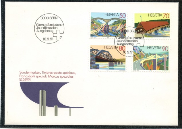 1991 - SVIZZERA - PONTI 4v. - BUSTA FDC - LOTTO/25299