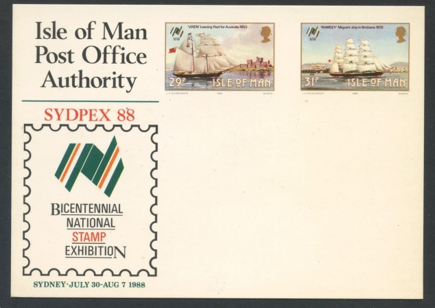 1988 - ISOLA DI MAN - SYDPEX 88 - CARTOLINA POSTALE - LOTTO/27810