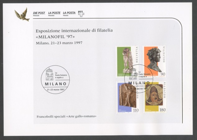 1997 - SVIZZERA - LOTTO/43499FU - ARTE GALLO-ROMANA 4v. USATI - FOLDER