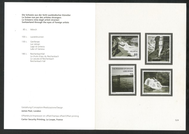 2007 - LOTTO/37558F - SVIZZERA - PAESAGGI VISTI DA ARTISTI 4v. - FOLDER - NUOVI