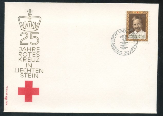 1970 - LIECHTENSTEIN - 25° CROCE ROSSA - BUSTA FDC - LOTTO/25793