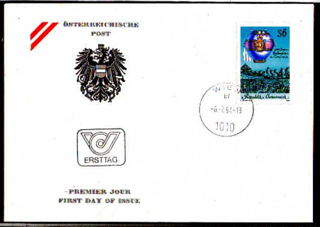 1984 - LOTTO/AUT1614FDC - AUSTRIA - VOLO IN MONGOLFIERA - BUSTA FDC