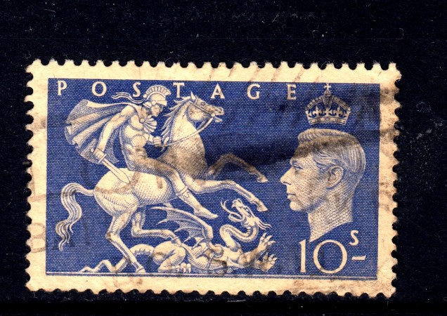 1951 - GRAN BRETAGNA - 10s. SAN GIORGIO E IL DRAGO - USATO - LOTTO/32102
