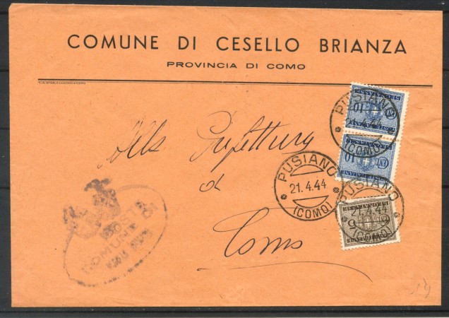 1944 - REPUBBLICA SOCIALE - LOTTO/40140 - SEGNATASSE  5 e 10 cent. AFFRANCATURA D'EMERGENZA