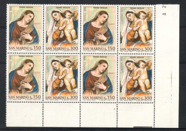 1976 - LOTTO/7972Q - SAN MARINO - NATALE 2v. - QUARTINA NUOVA