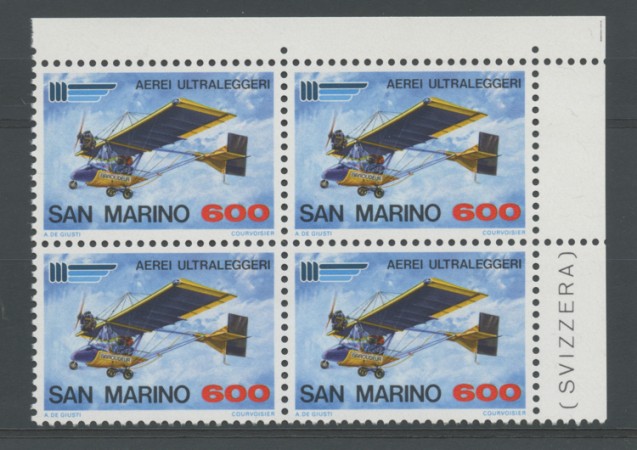 1987 - LOTTO/8075Q - SAN MARINO - AEREI ULTRALEGGERI - QUARTINA NUOVI