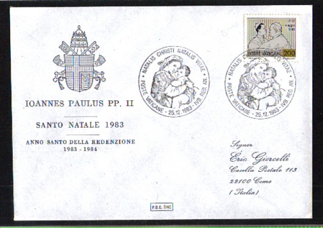 1983 - LBF/3749 - VATICANO ANNO SANTO REDENZIONE ANNULLO DI NATALE