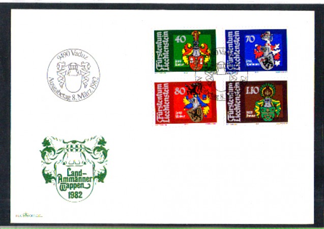 1982 - LOTTO/11127 - LIECHTENSTEIN - STEMMI DI LANDAMMANNI - BUSTA FDC