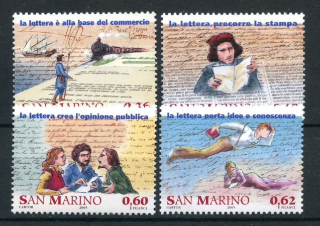 2005 - SAN MARINO - STORIA DELLA POSTA 4v. - NUOVI - LOTTO/36709