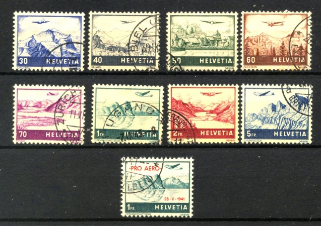 1941 - SVIZZERA - LOTTO/40678 - POSTA AEREA 8v. + PRO AEREO - USATI