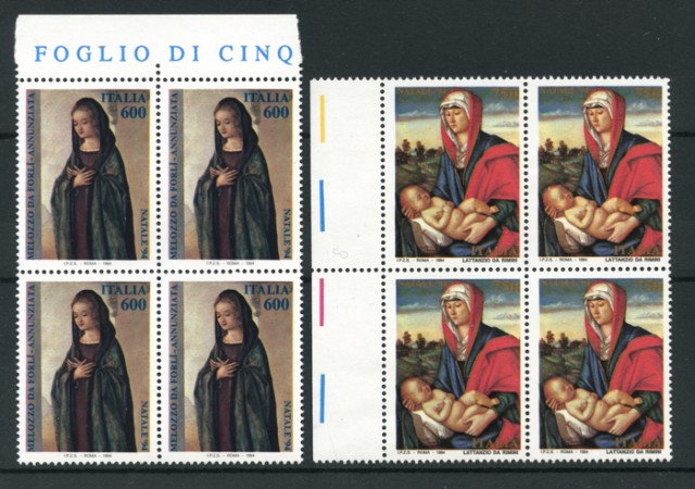 1994 - LOTTO/7054Q - REPUBBLICA - NATALE 2v. - QUARTINE NUOVI