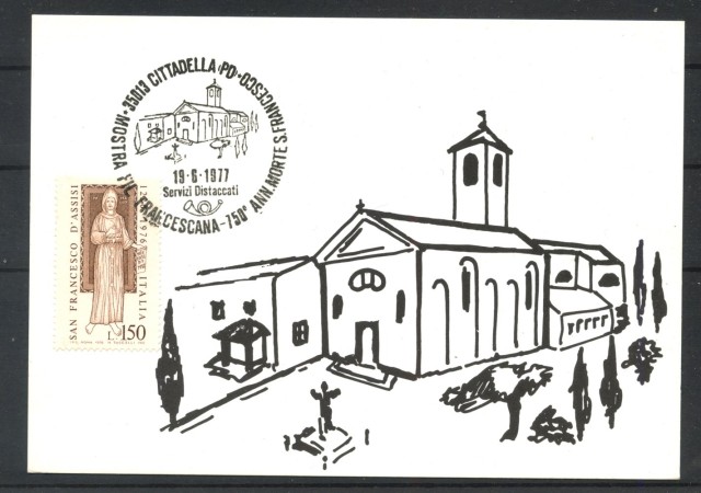 1977 - REPUBBLICA - LOTTO/42796 - CITTADELLA (PD) ANNIV. MORTE DI S. FRANCESCO CARTOLINA