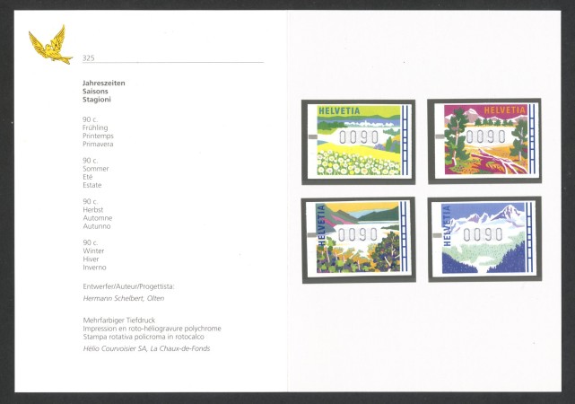 1996 - SVIZZERA - LOTTO/43490F - FRANCOBOLLI PER DISTRIBUTORI 4v. - NUOVI - FOLDER