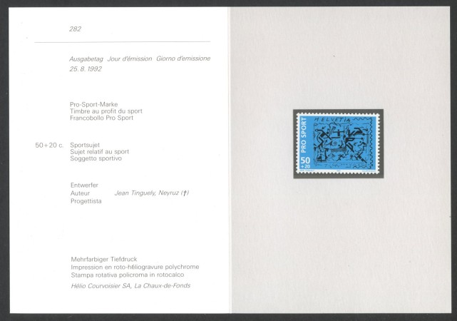 1992 - SVIZZERA - LOTTO/43444F - PRO SPORT - FOLDER