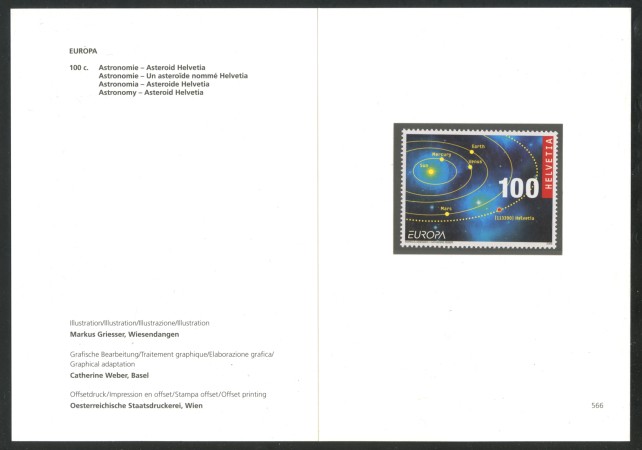 2009 - SVIZZERA - LOTTO/37709F - EUROPA ASTRONOMIA - NUOVO - FOLDER