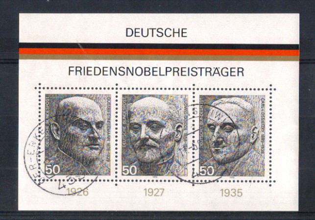 1975 - LOTTO/GFBF10U - GERMANIA - PREMI NOBEL FOGLIETTO - USATO