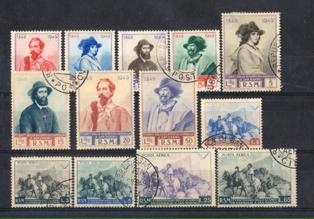 1949 - LOTTO/RSM365CPUA - S. MARINO - GARIBALDI 13v. USATI