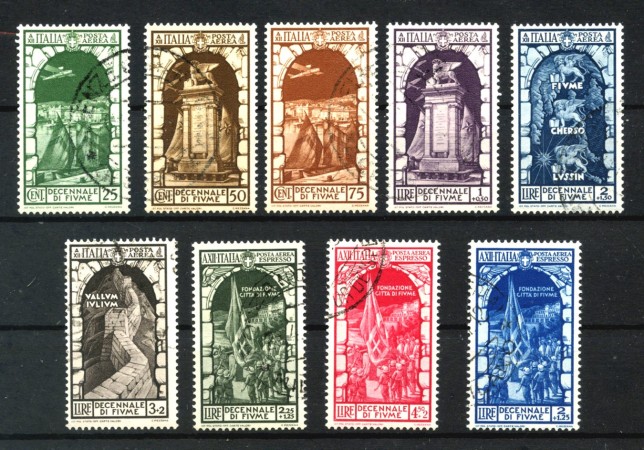 1934 - REGNO - LOTTO/40086 - P/AEREA DECENNALE DI FIUME 9v. - USATI