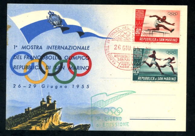 1955 - SAN MARINO - FRANCOBOLLO OLIMPICO - FDC