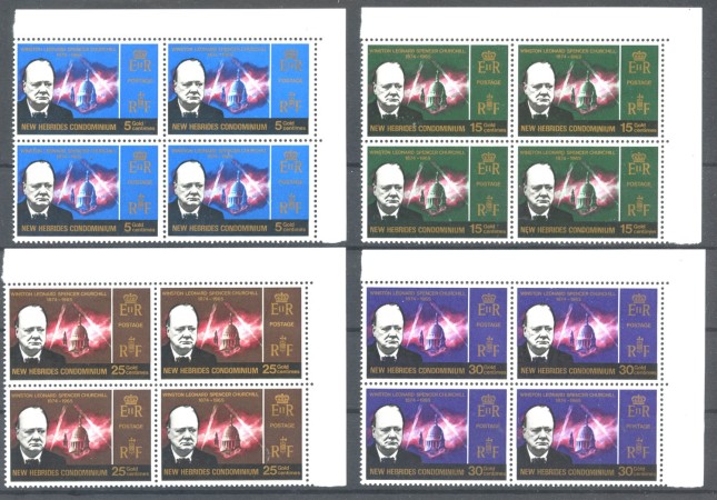 1966 - NUOVE EBRIDI - LOTTO/38888 - WINSTON CHURCHILL 4v. - QUARTINE NUOVI