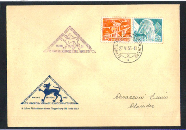 1953 - LOTTO/1371 - SVIZZERA - 63° CONGRESSO FILATELICO BUSTA