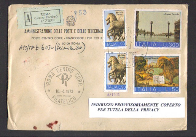 1973 - LBF/1383 - REPUBBLICA - SALVIAMO VENEZIA - BUSTA ASSIC. FDC