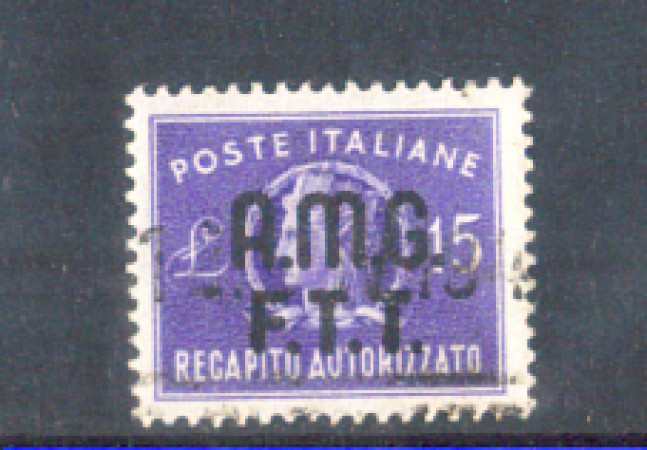 1949 - LOTTO/11015U - TRIESTE -A-  15 LIRE RECAPITO AUTORIZZATO - USATO