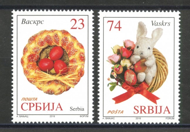 2018 - SERBIA REPUBBLICA - PASQUA 2v. - NUOVI - LOTTO/35346