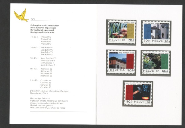 1998 - SVIZZERA - LOTTO/43515F - PRO PATRIA PAESAGGI 5v . NUOVI - FOLDER