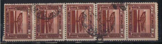 SOMALIA - 1932 - LOTTO/4237 - 5c. BRUNO STRISCIA DI 5 USATI