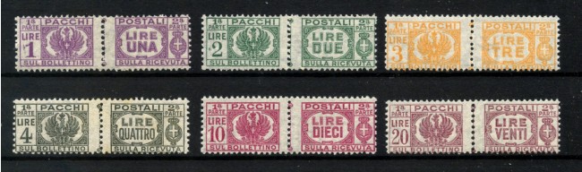 1946 - LUOGOTENENZA - LOTTO/40869 - PACCHI POSTALI  SENZA FASCI 6v. - NUOVI