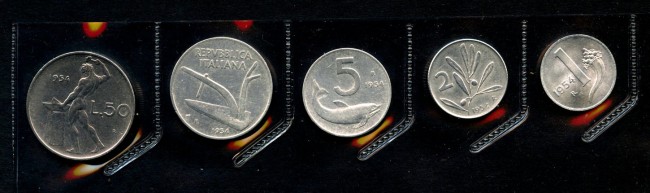 1954 - REPUBBLICA - LOTTO/M43139 - ANNATA COMPLETA 5 MONETE