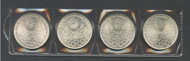 1972 - GERMANIA - LOTTO/42769 - 6° EMISSIONE OLIMPIADI SERIE COMPLETA DI 10 MARCHI ARGENTO