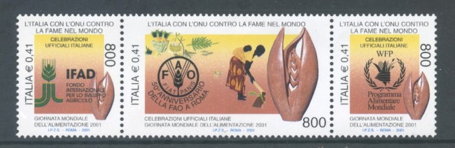2001 - REPUBBLICA - GIORNATA DELL'ALIMENTAZIONE 3v. - NUOVI - LOTTO/25681