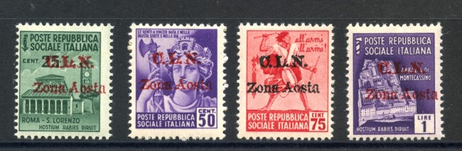 1944 - C.L.N ZONA AOSTA - SERIE DI 4 VALORI NUOVI - LOTTO/32535