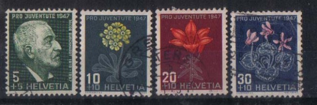 1947 - LOTTO/SVI448CPUA - SVIZZERA - PRO JUVENTUTE 4v. USATI