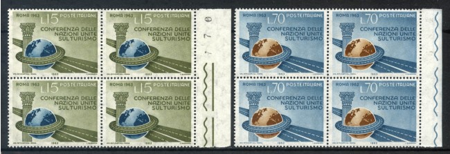 1963 - LOTTO/6417Q - REPUBBLICA - CONFERENZA TURISMO 2v. - QUARTINE NUOVI