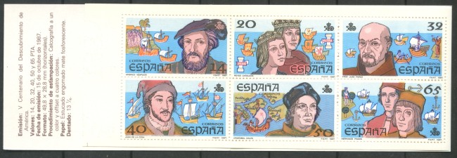 1987 - SPAGNA - SCOPERTA DELL'AMERICA 6v. -  LIBRETTO NUOVI - LOTTO/35755
