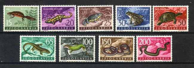 1962 - JUGOSLAVIA - RETTILI E ANFIBI 9 v. - NUOVI- LOTTO/33838
