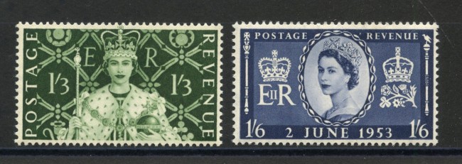 1953 - GRAN BRETAGNA - INCORONAZIONE REGINA ELISABETTA 2v. - LOTTO/34322
