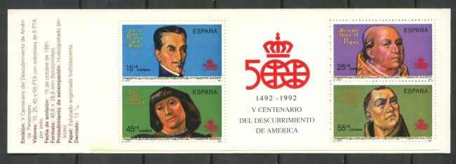 1991 - SPAGNA - SCOPERTA DELL'AMERICA 4v. - LIBRETTO NUOVI - LOTTO/35763