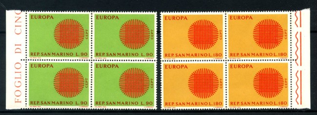 1970 - LOTTO/7924Q - SAN MARINO - EUROPA  2v. - QUARTINE NUOVI