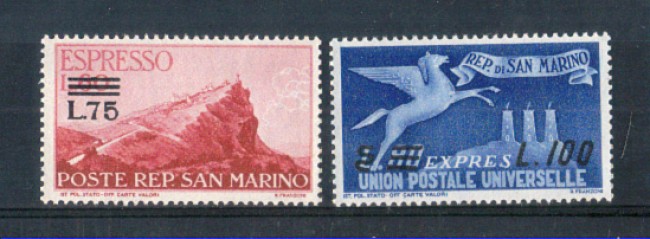 1957 - LOTTO/RSME24CPN - SAN MARINO - ESPRESSI SOPRASTAMPATI 2v. NUOVI