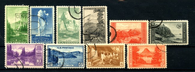 1934 - STATI UNITI - LOTTO/43574 - PARCHI NAZIONALI 10 v. - USATI