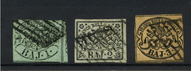 1852 - STATO PONTIFICIO - LOTTO/47374 - INSIEME DI 3 FRANCOBOLLI USATI