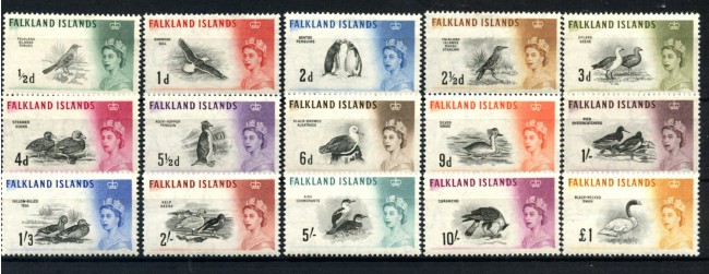 1960/66 - ISOLE FALKLAND - LOTTO/38828 - REGINA ELISABETTA  15v. - NUOVI
