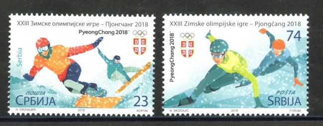 2018 - SERBIA REPUBBLICA - OLIMPIADI DI PYEONGCHANG 2v. - NUOVI - LOTTO/35344