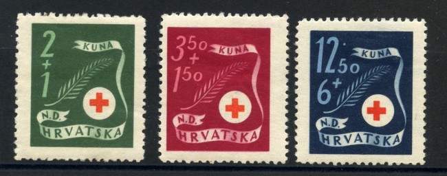 1944 - CROAZIA - A PROFITTO DELLA CROCE ROSSA 3v. - NUOVI - LOTTO/32581