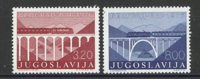 1976 - JUGOSLAVIA - FERROVIA BELGRADO-BAR  2v. - NUOVO - LOTTO/35640